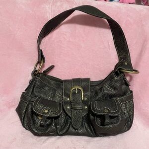 Vintage y2k Dark Brown Leather Shoulder Bag
